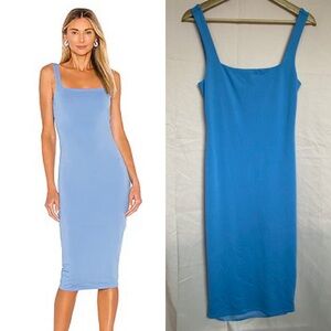 LOVERS + FRIENDS Donatella Blue Midi Dress Size Medium Rachel Green Trendy Chic